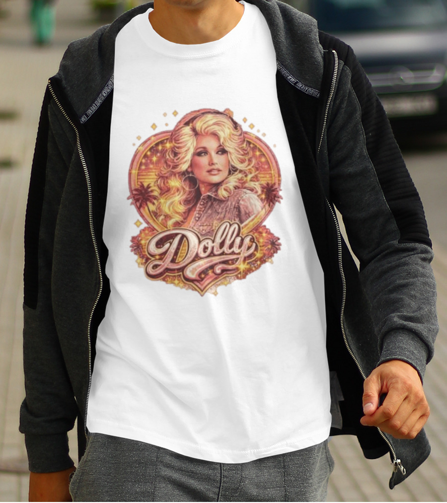 Dolly Parton Retro Vintage Style With Heart And Palm Trees T-Shirt