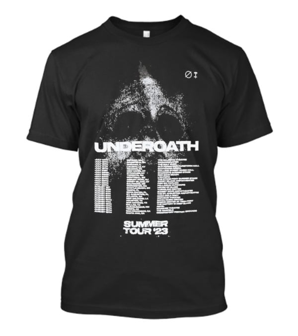 Underoath Summer Tour 2023 Skull With Flame And Spine T-Shirt