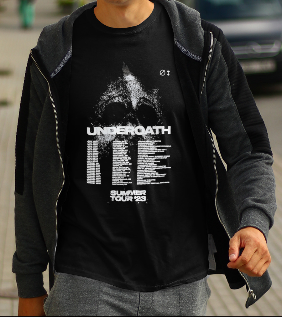 Underoath Summer Tour 2023 Skull With Flame And Spine T-Shirt