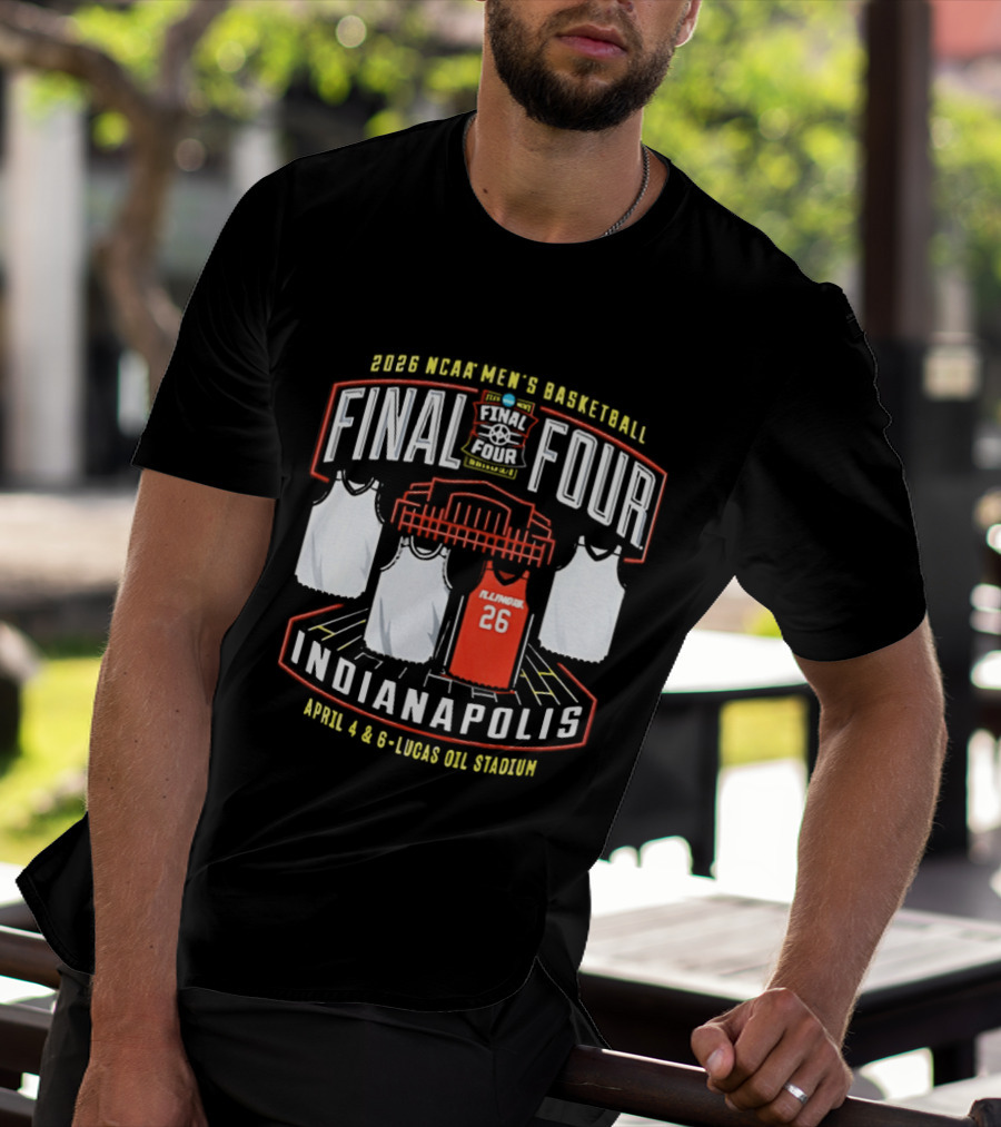 Illinois Fighting Illini NCAA Men's Basketball 2026 Final Four Indianapolis April 4 And 6 Lucas Oil Stadium T-Shirt
