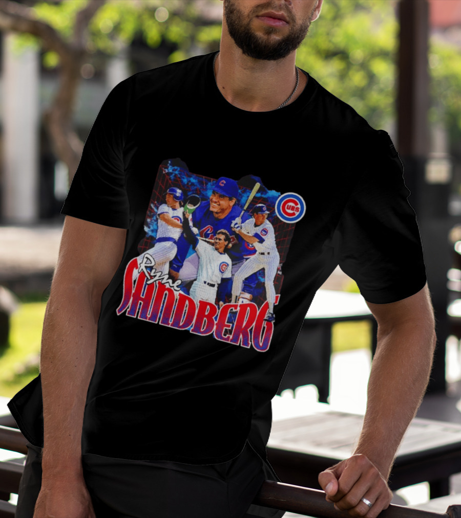 Ryne Sandberg Chicago Cubs MLB Player Collage T-Shirt