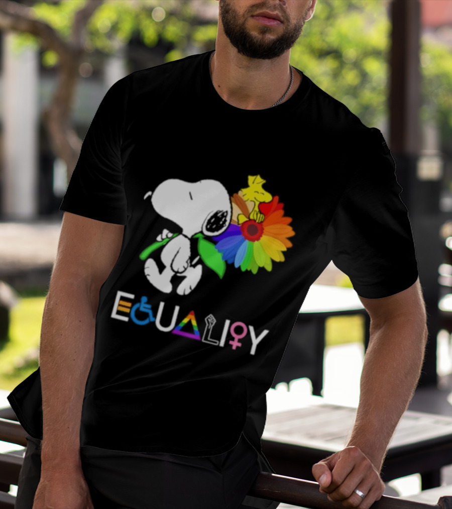 Snoopy Flower Equality Rainbow LGBTQ+ Inclusivity T-Shirt