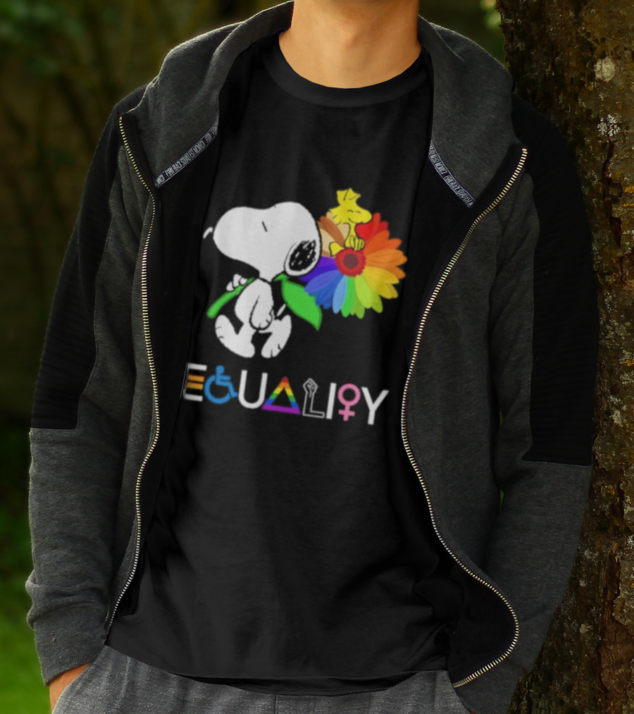 Snoopy Flower Equality Rainbow LGBTQ+ Inclusivity T-Shirt