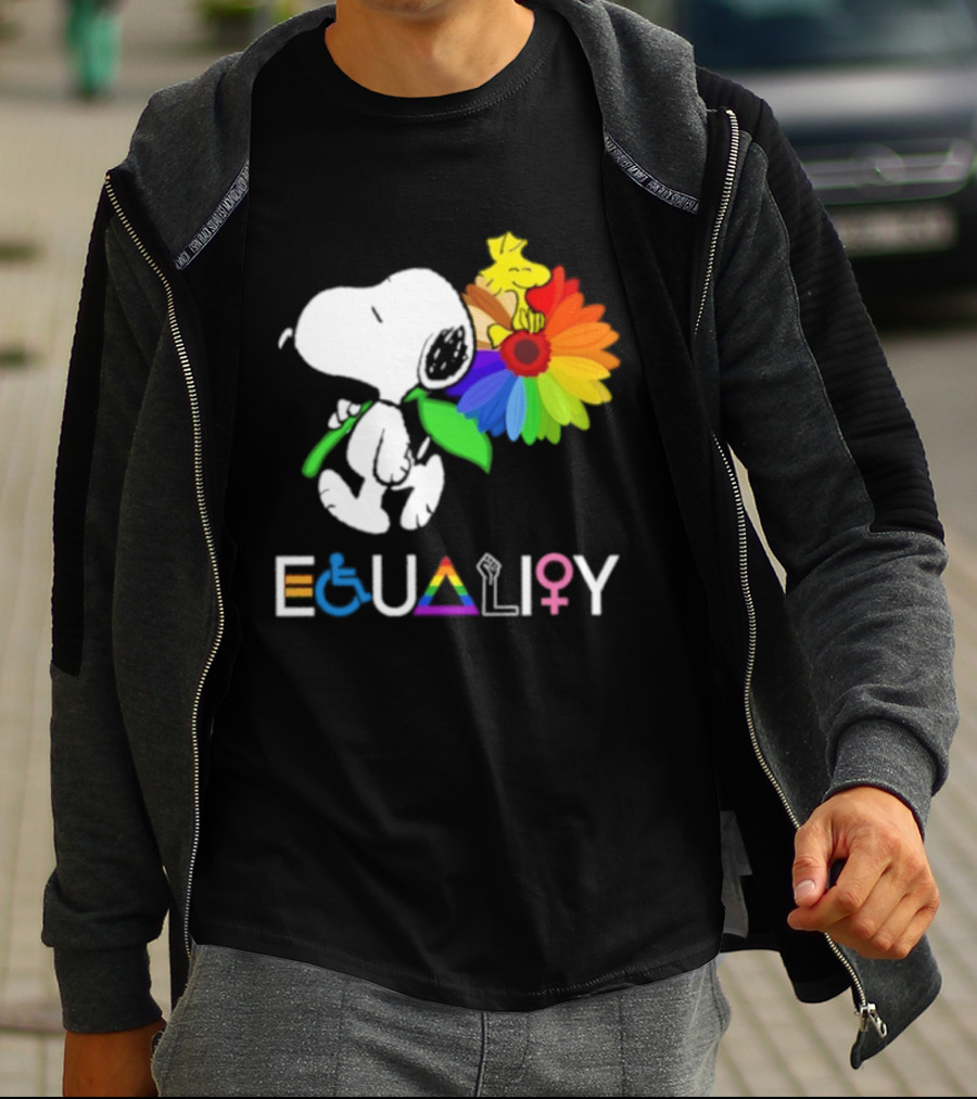 Snoopy Flower Equality Rainbow LGBTQ+ Inclusivity T-Shirt