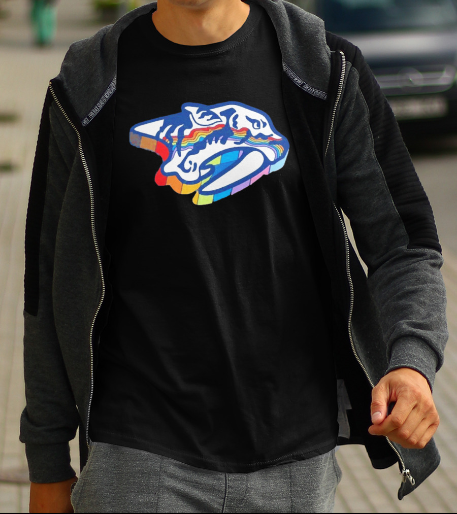 Nashville Predators Rainbow Pride Hockey Team LGBTQIA+ Support T-Shirt