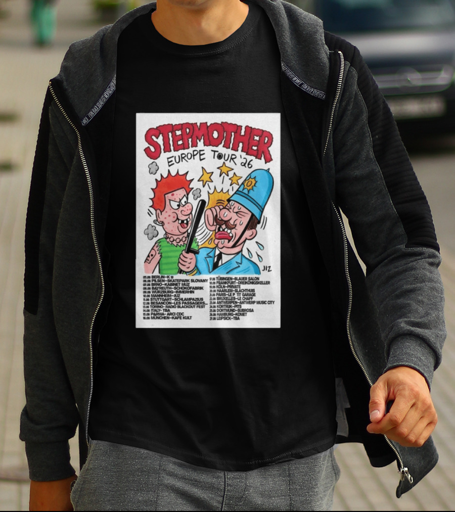 Stepmother Europe Tour 2026 Cartoon Punk Rock Dates And Locations T-Shirt