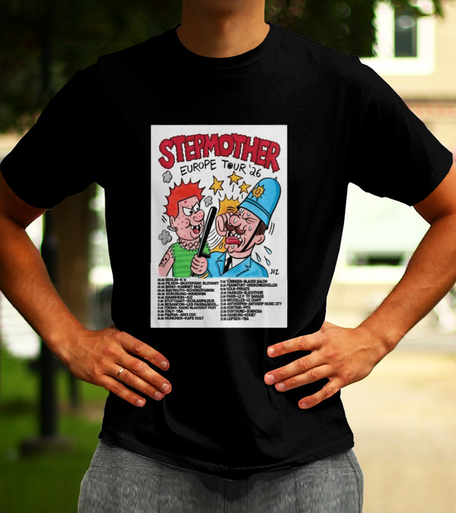 Stepmother Europe Tour 2026 Cartoon Punk Rock Dates And Locations T-Shirt
