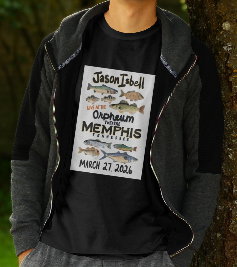 Jason Isbell Live At The Orpheum Theatre Memphis Tennessee March 27 2026 Fish Illustrations T-Shirt