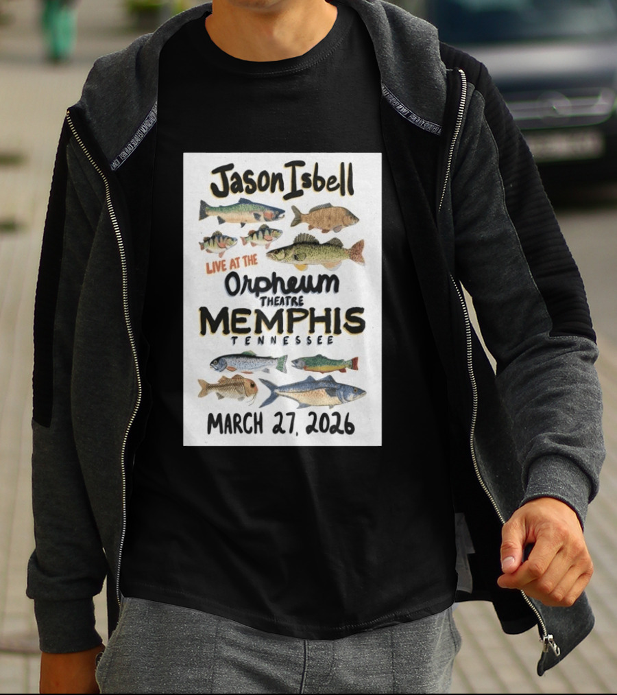 Jason Isbell Live At The Orpheum Theatre Memphis Tennessee March 27 2026 Fish Illustrations T-Shirt