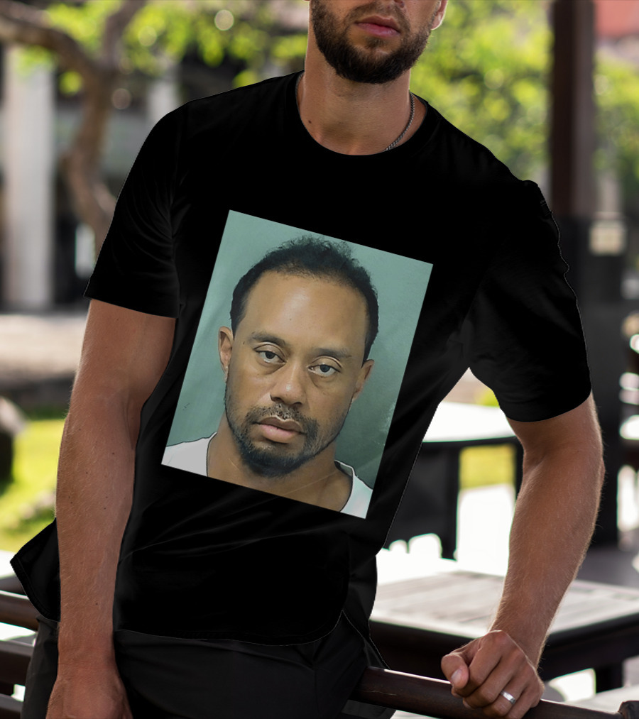 Tiger Woods Shot Palm Beach County Booking Photo T-Shirt