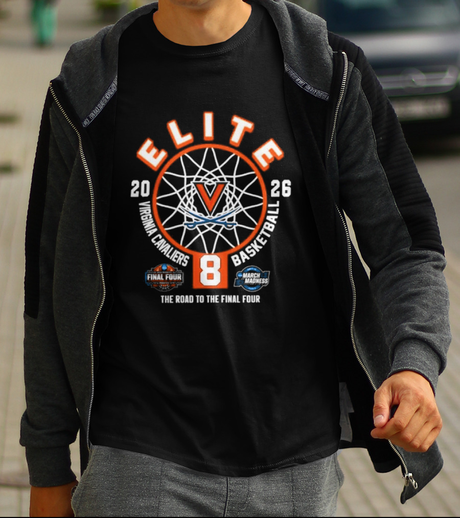 Virginia Cavaliers 2026 NCAA Women's Basketball Elite Eight Road To Final Four T-Shirt