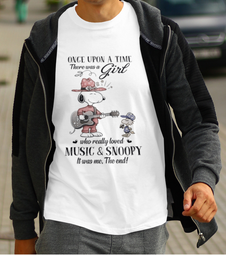 Peanuts Snoopy Once Upon A Time There Was A Girl Who Really Loved Music And Snoopy T-Shirt
