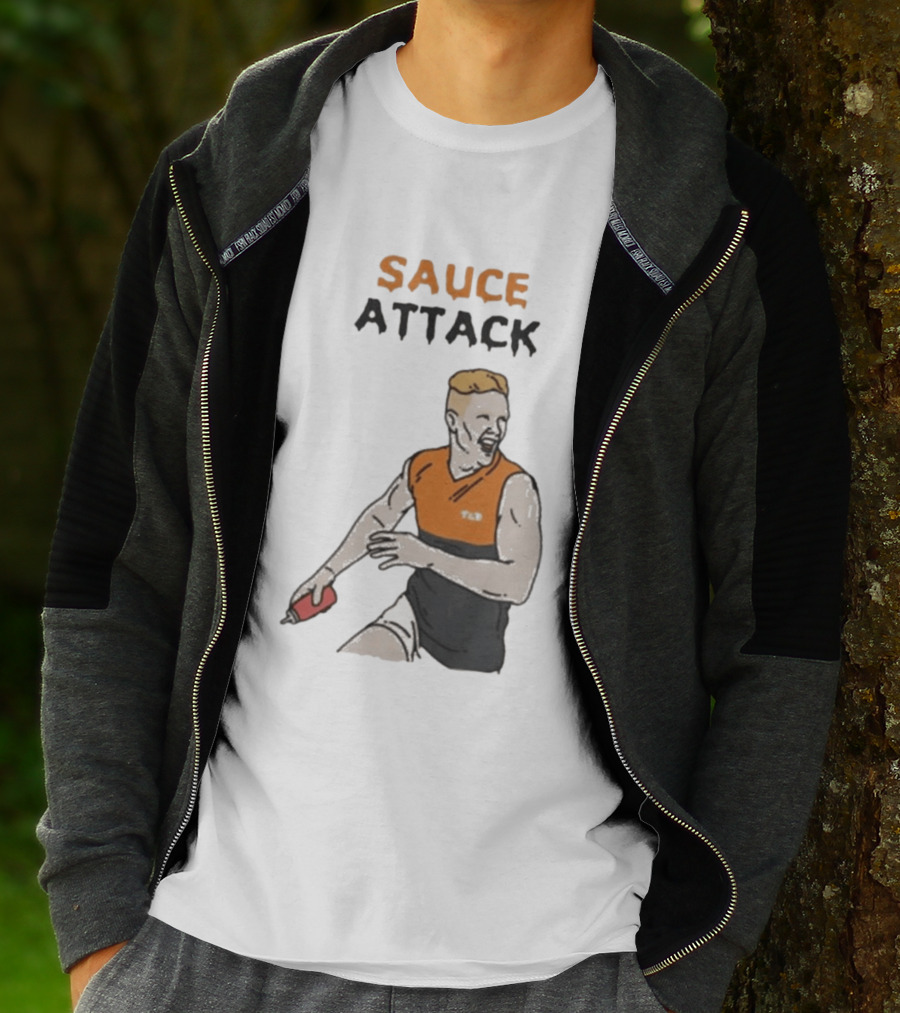 Sauce Attack Giants Edition Australian Rules Football Fan T-Shirt