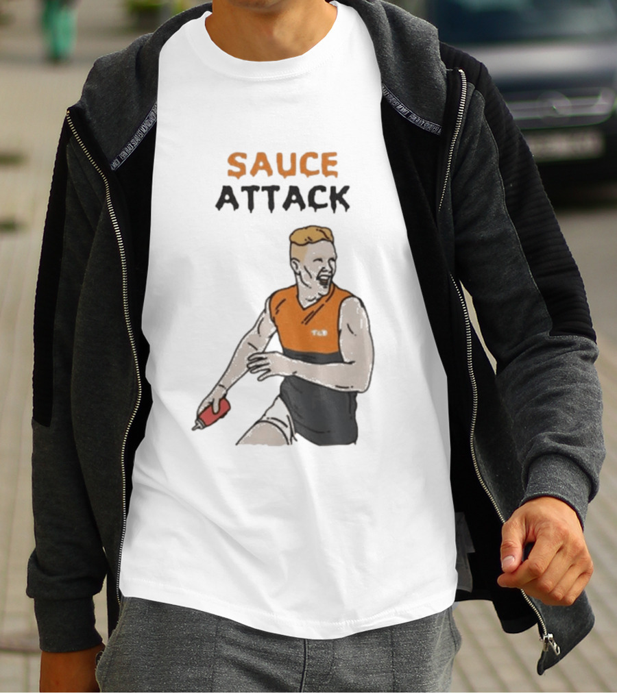 Sauce Attack Giants Edition Australian Rules Football Fan T-Shirt
