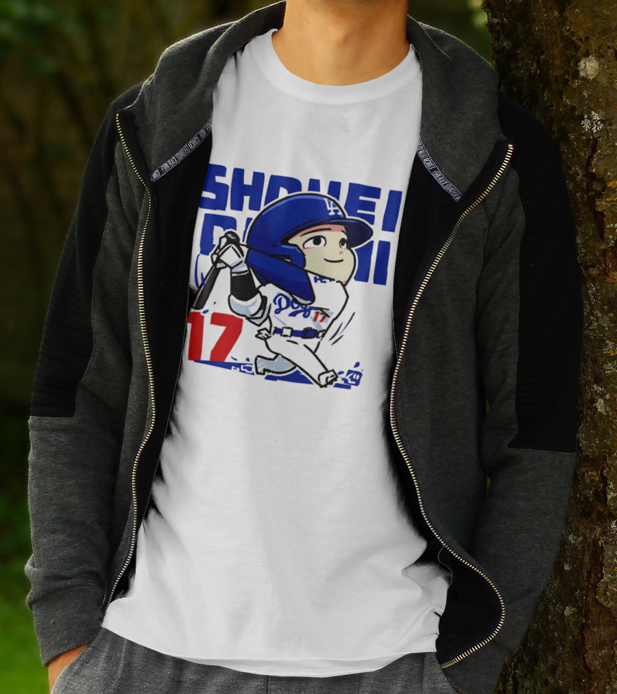 Shohei Ohtani Los Angeles Dodgers Cartoon Major League Baseball Number 17 T-Shirt