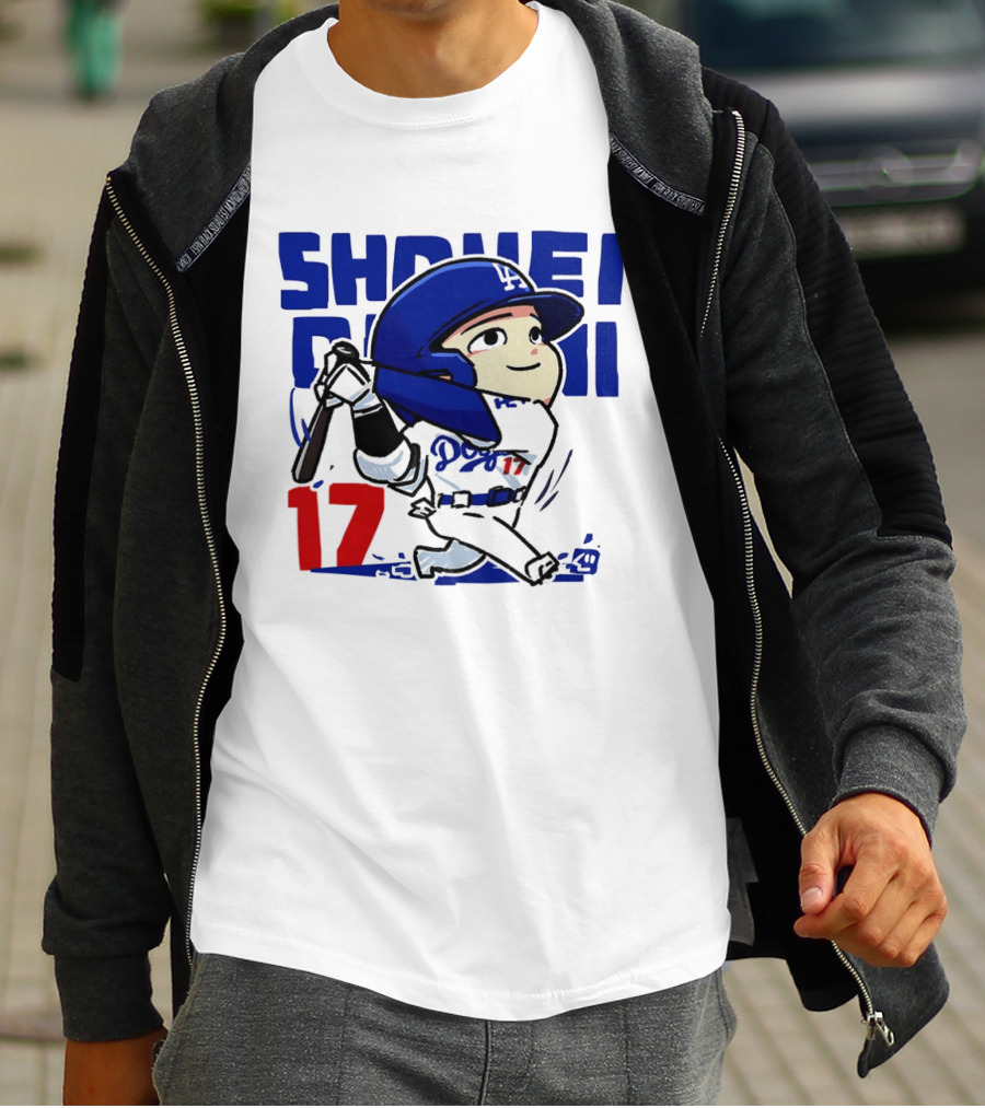 Shohei Ohtani Los Angeles Dodgers Cartoon Major League Baseball Number 17 T-Shirt