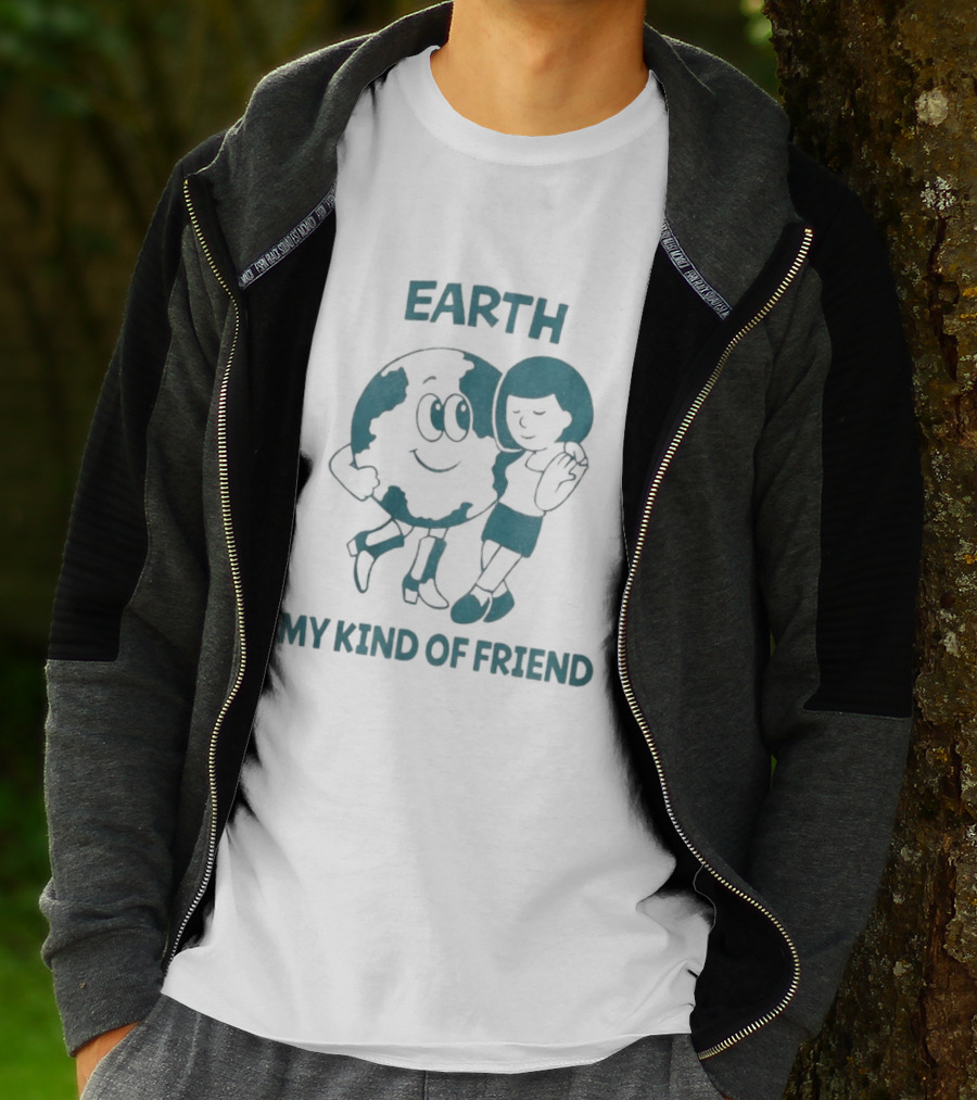 Earth My Kind Of Friend Cartoon Character And Girl Hugging T-Shirt
