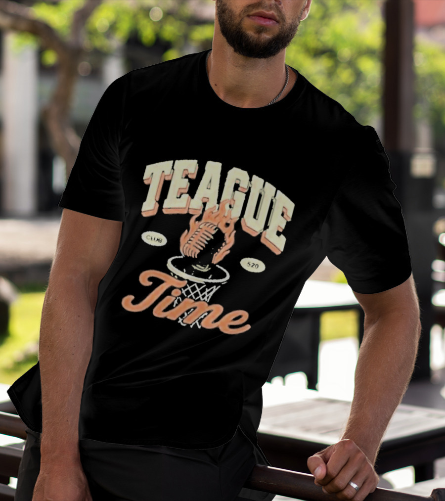 Teague Time Basketball Flaming Ball Hoop Club 520 T-Shirt
