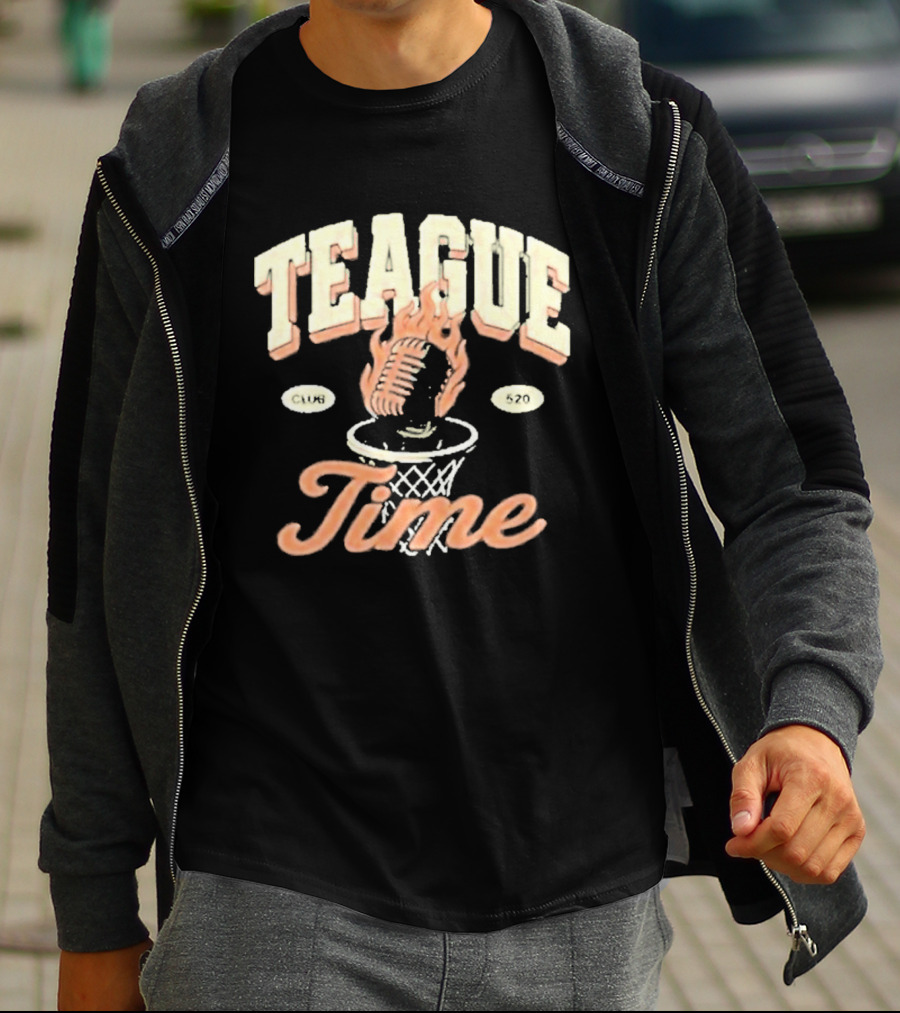 Teague Time Basketball Flaming Ball Hoop Club 520 T-Shirt