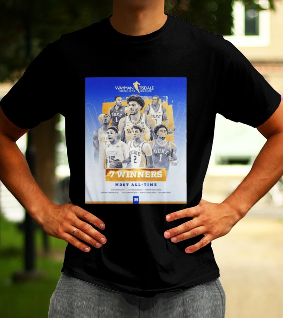 Wayman Tisdale Freshman Of The Year Award Duke Blue Devils 7 Winners Most All Time T-Shirt