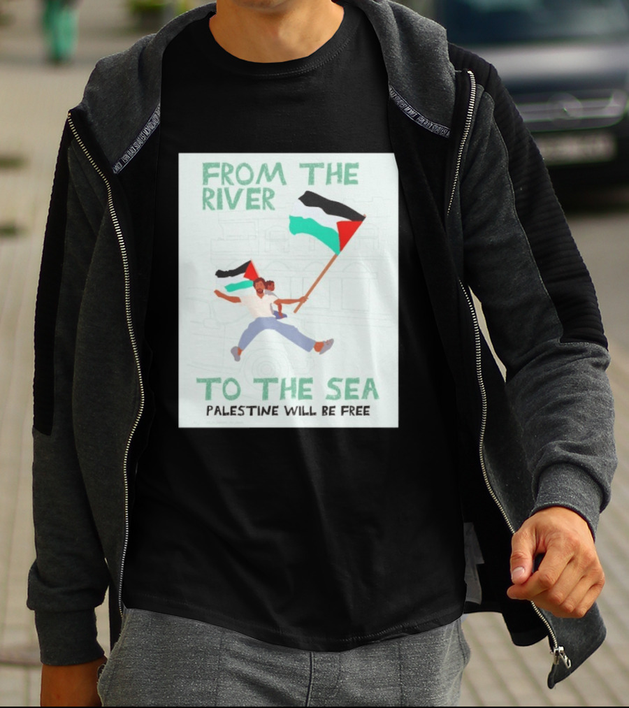 From The River To The Sea Palestine Will Be Free Flag Person Holding Child T-Shirt