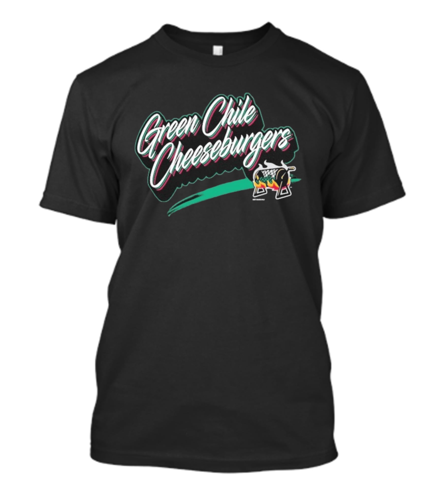 Green Chile Cheeseburgers 2026 Grilling Icon Flame T-Shirt