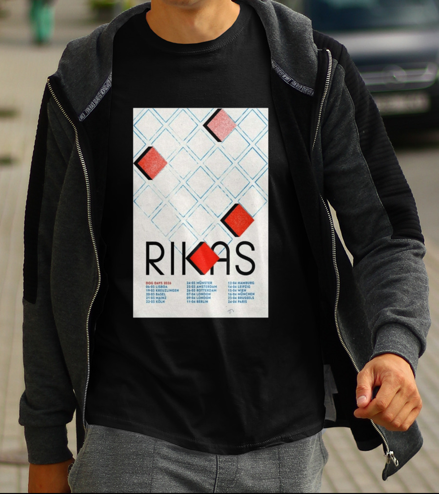 Rikas Dog Days Tour 2026 Lisbon Kreuzlingen Basel Mainz Koln Munster Amsterdam Rotterdam London Berlin Hamburg Leipzig Wien Munchen Brussels Paris T-Shirt
