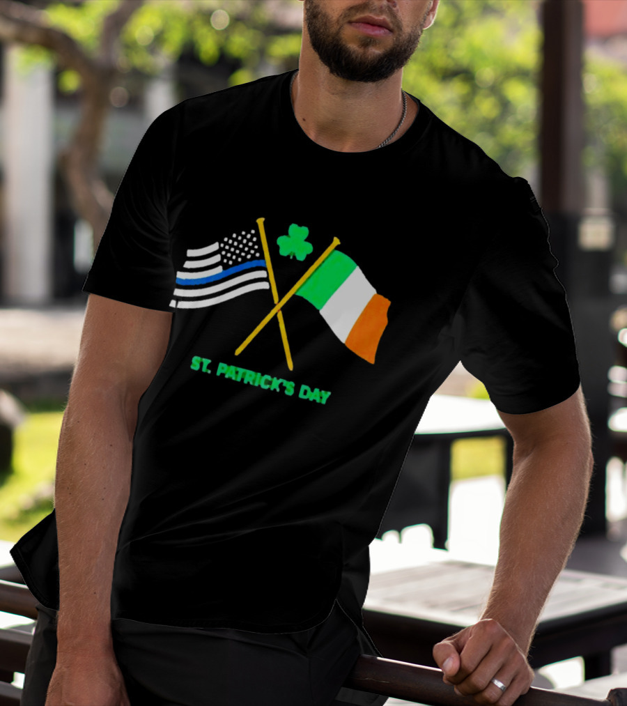 St. Patrick's Day American And Irish Flag Shamrock Celebration T-Shirt