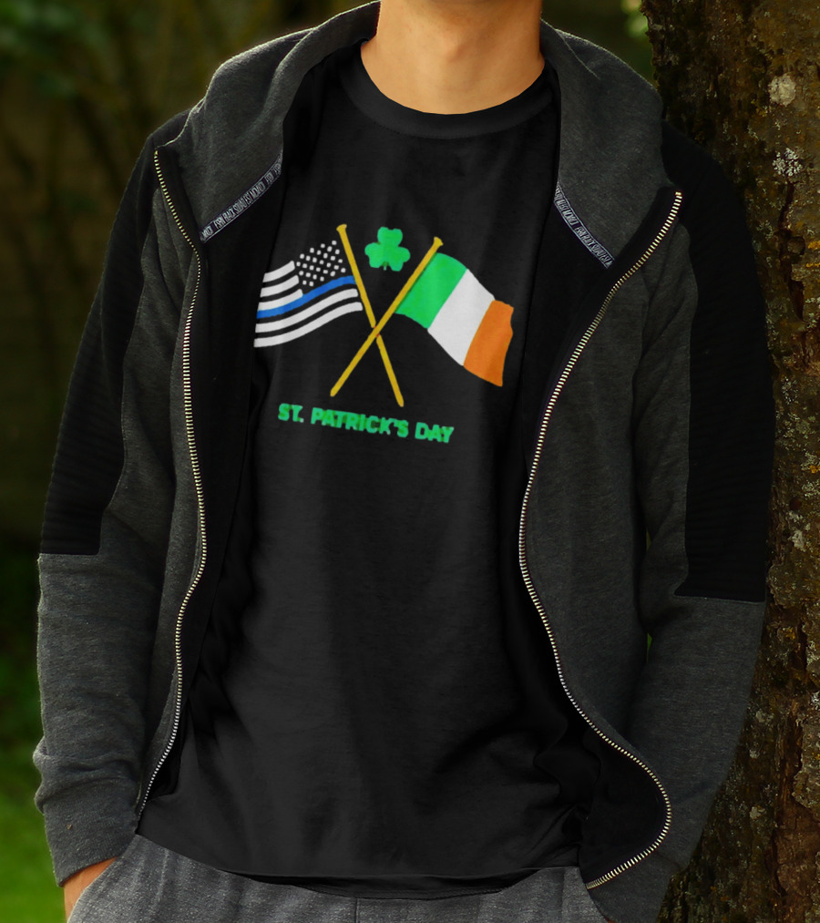 St. Patrick's Day American And Irish Flag Shamrock Celebration T-Shirt