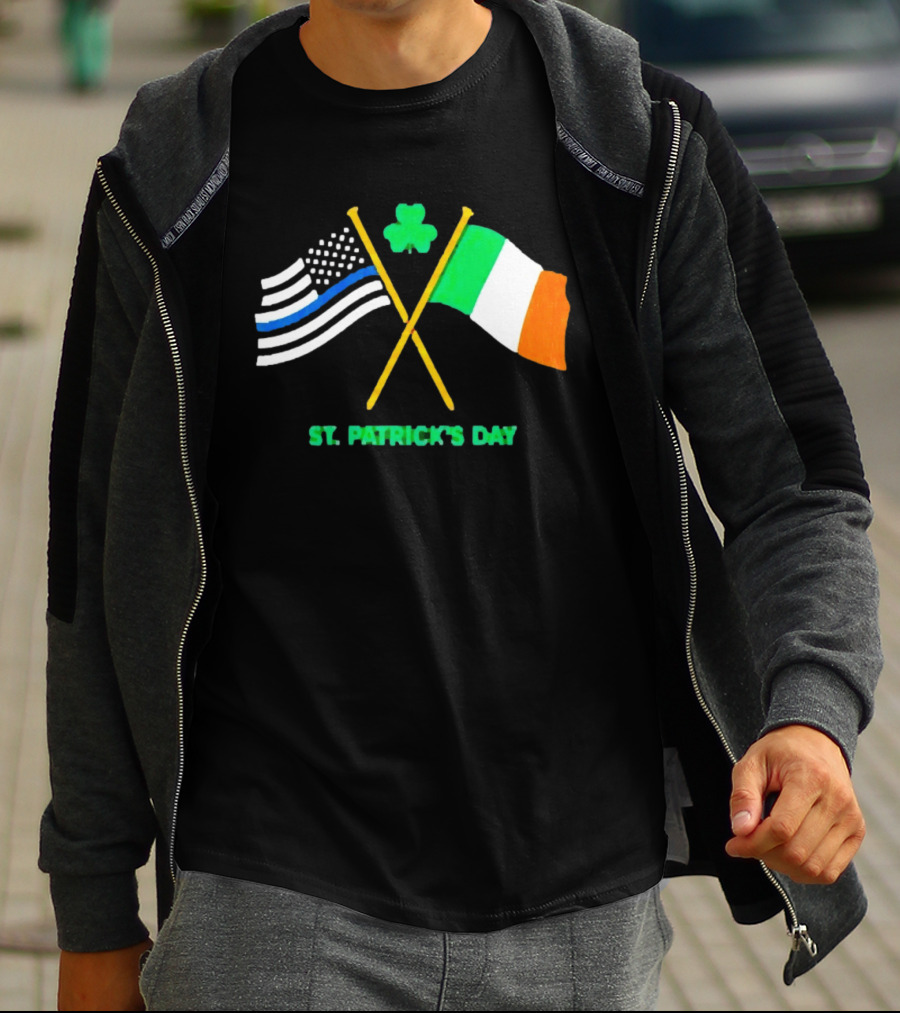 St. Patrick's Day American And Irish Flag Shamrock Celebration T-Shirt