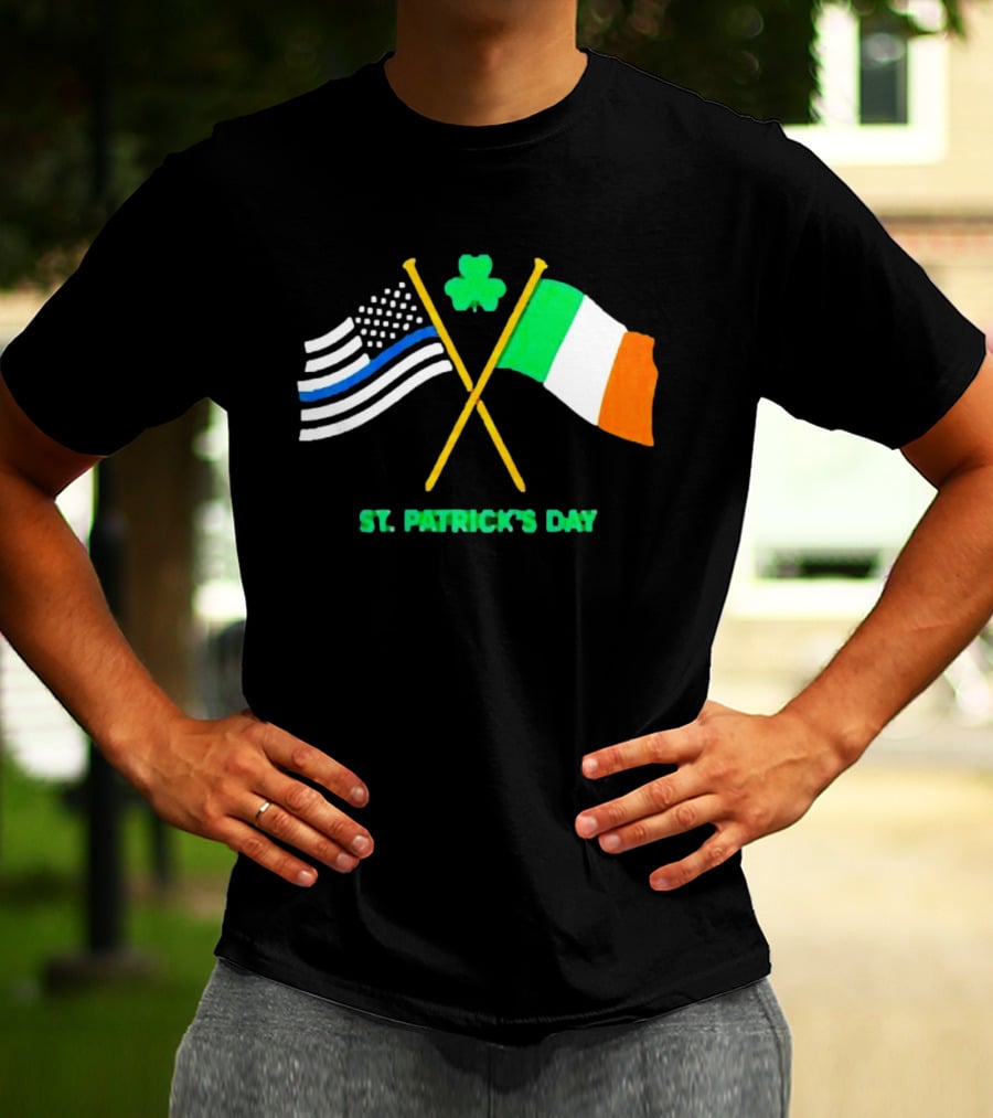 St. Patrick's Day American And Irish Flag Shamrock Celebration T-Shirt