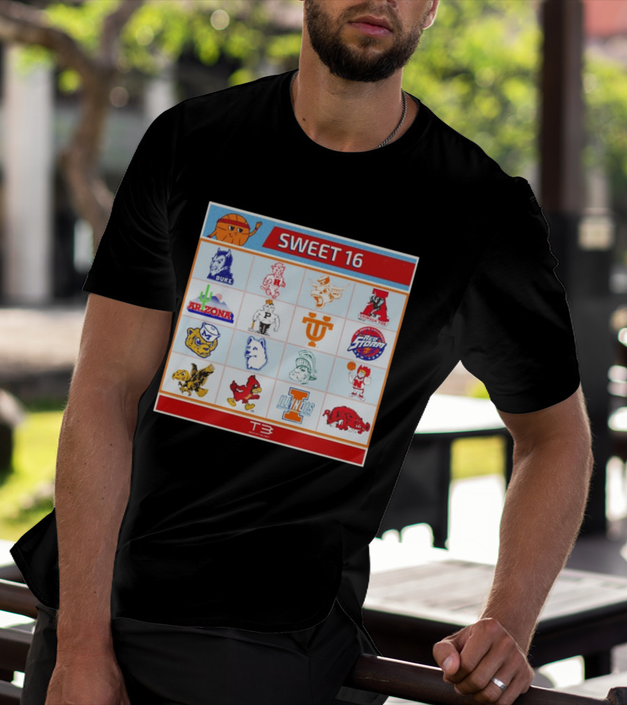 Sweet 16 NCAA Tournament 2026 Throwback Teams Duke Arizona Illinois T-Shirt