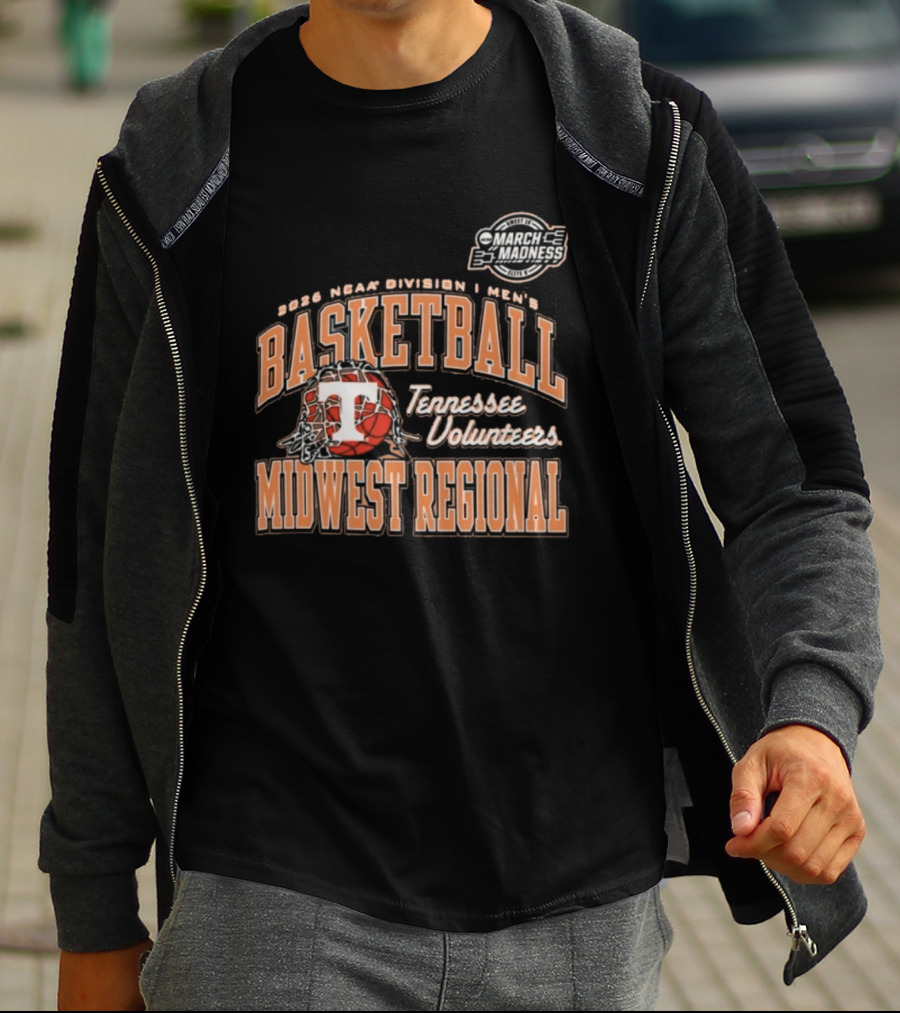 2026 NCAA Division I Men's Basketball Tennessee Volunteers Midwest Regional T-Shirt