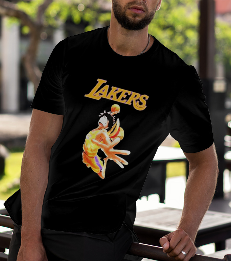 One Piece Luffy Basketball Lakers Crossover Collaboration T-Shirt