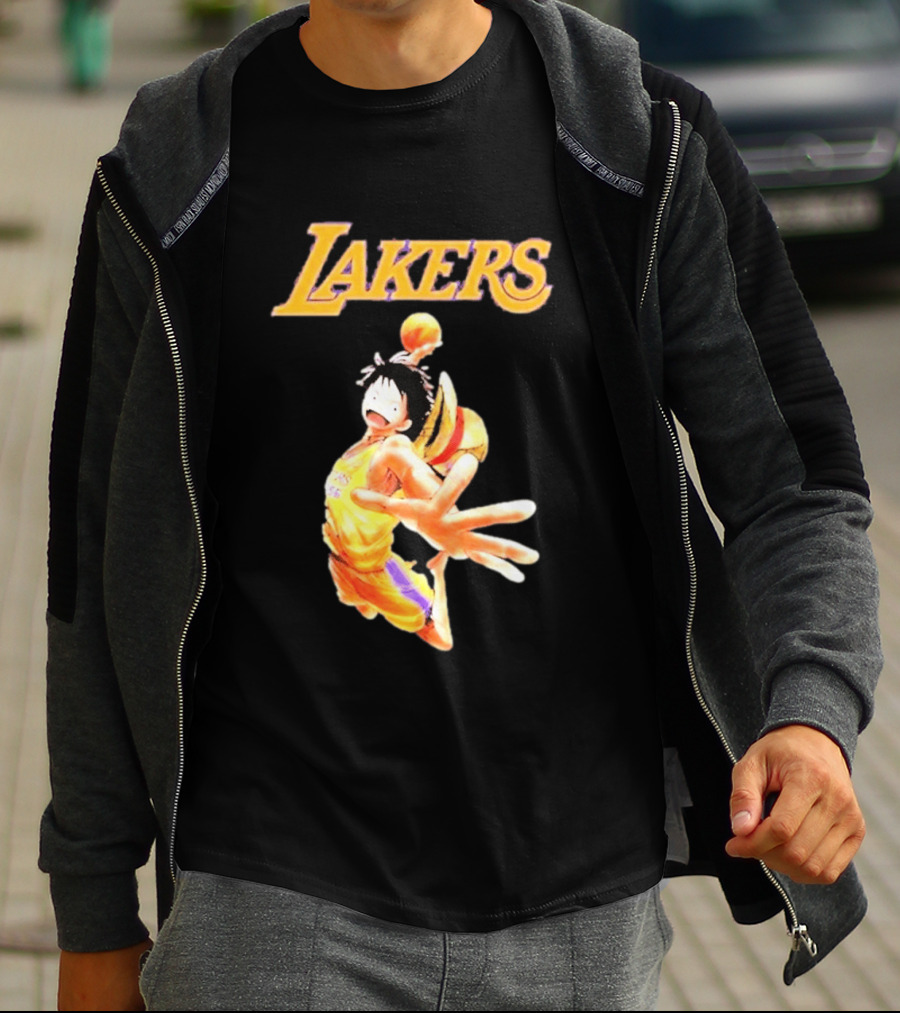 One Piece Luffy Basketball Lakers Crossover Collaboration T-Shirt
