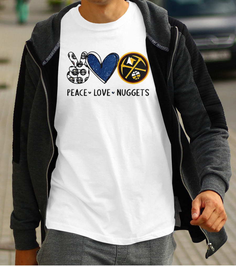 Peace Love Nuggets Denver Basketball Fan T-Shirt