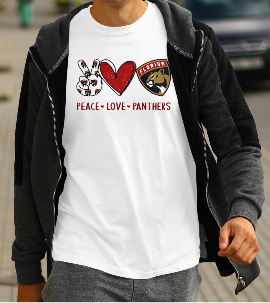 Peace Heart Florida Panthers NHL Fan Gear T-Shirt