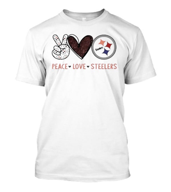 Peace Love Steelers NFL Team Symbol Fan T-Shirt
