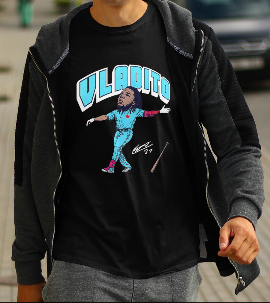 Vladito Vladimir Guerrero Jr. Toronto Blue Jays Caricature Baseball Card 27 T-Shirt