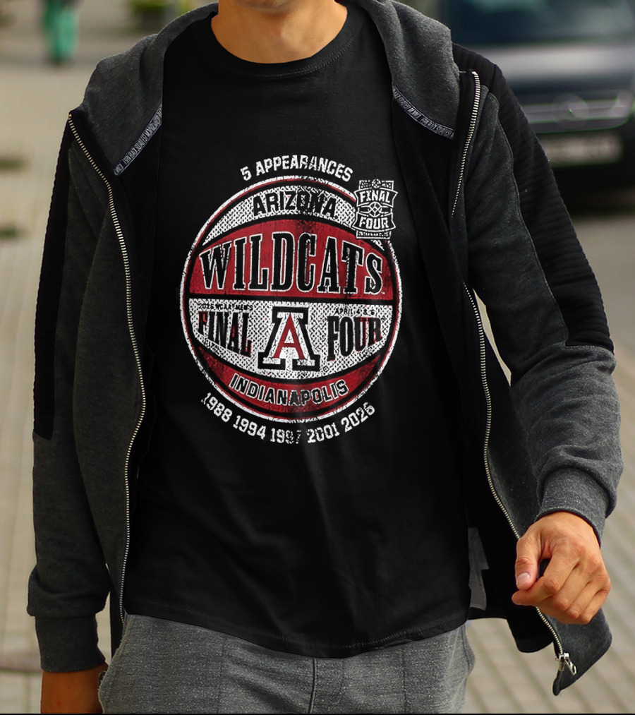 Arizona Wildcats NCAA Basketball Final Four 2026 Indianapolis 5 Appearances T-Shirt