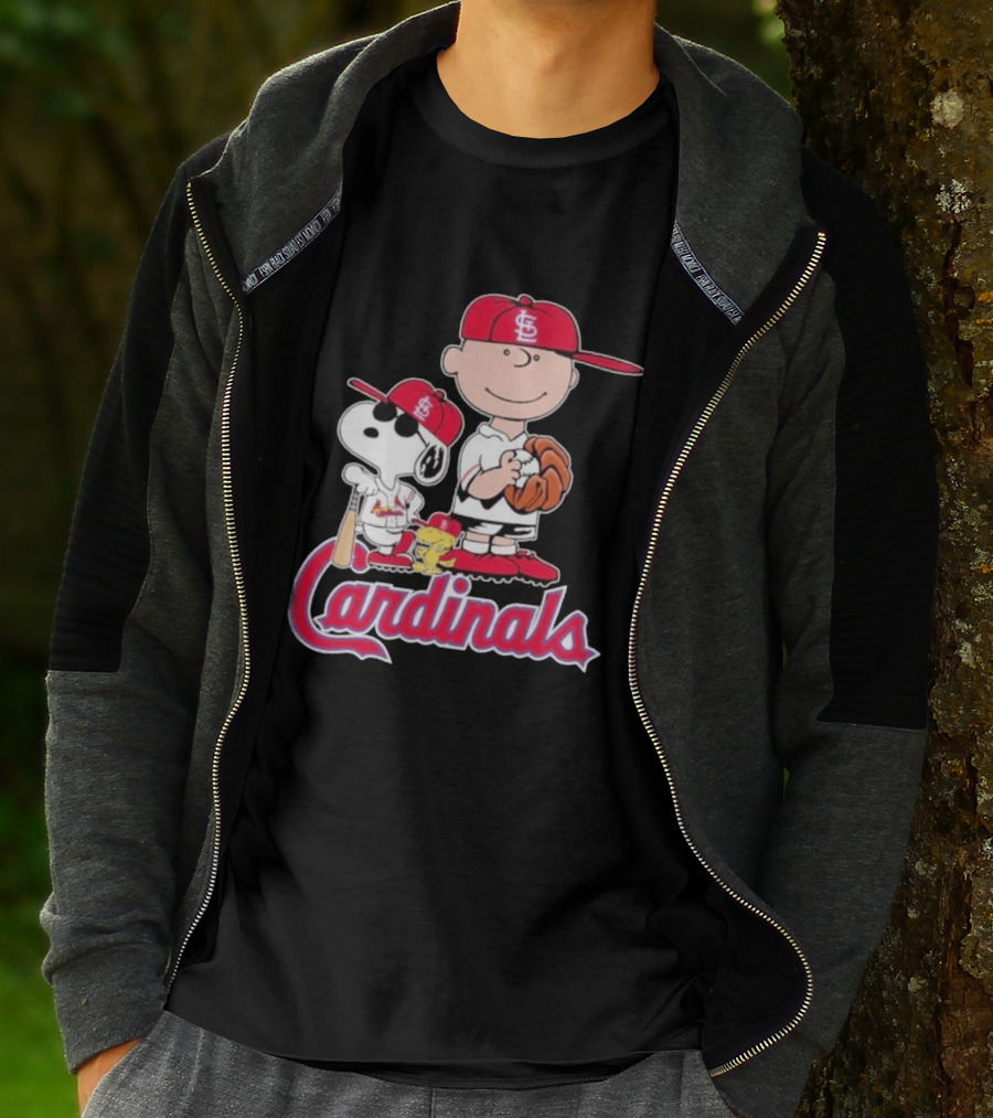 St. Louis Cardinals Peanuts Snoopy Charlie Brown Woodstock Baseball T-Shirt