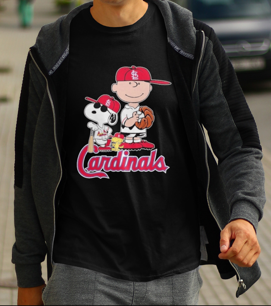 St. Louis Cardinals Peanuts Snoopy Charlie Brown Woodstock Baseball T-Shirt