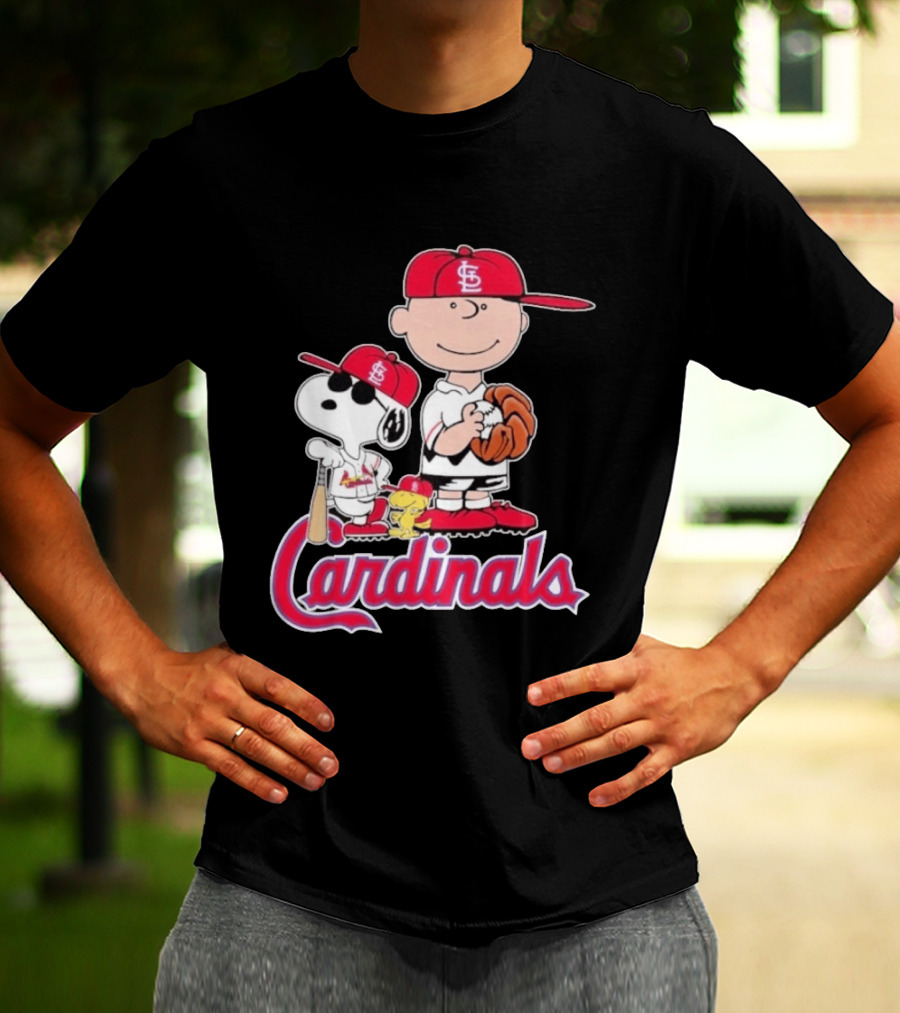 St. Louis Cardinals Peanuts Snoopy Charlie Brown Woodstock Baseball T-Shirt