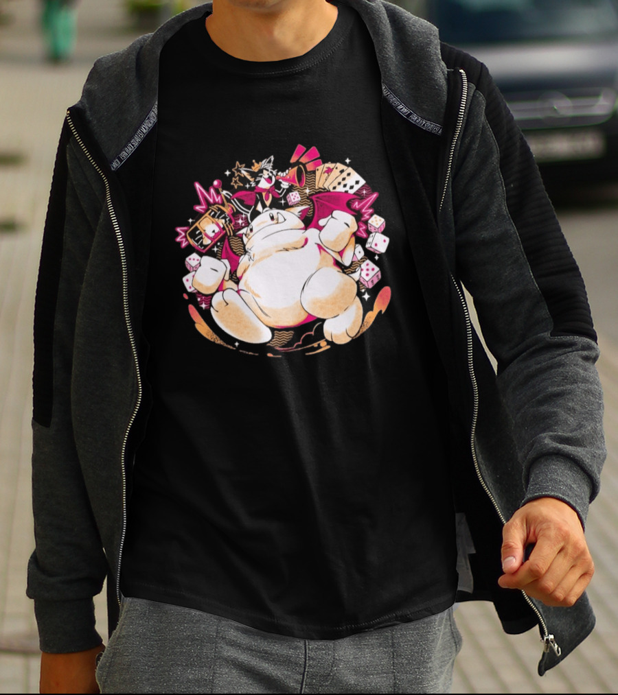 Fortune Favors The Cait Pop Culture Magical Creature With Cards Dice And Mystical T-Shirt