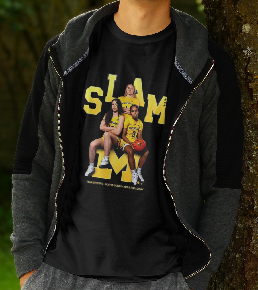 Mila Holloway Olivia Olson Syla Swords SLAM Michigan Wolverines Basketball T-Shirt