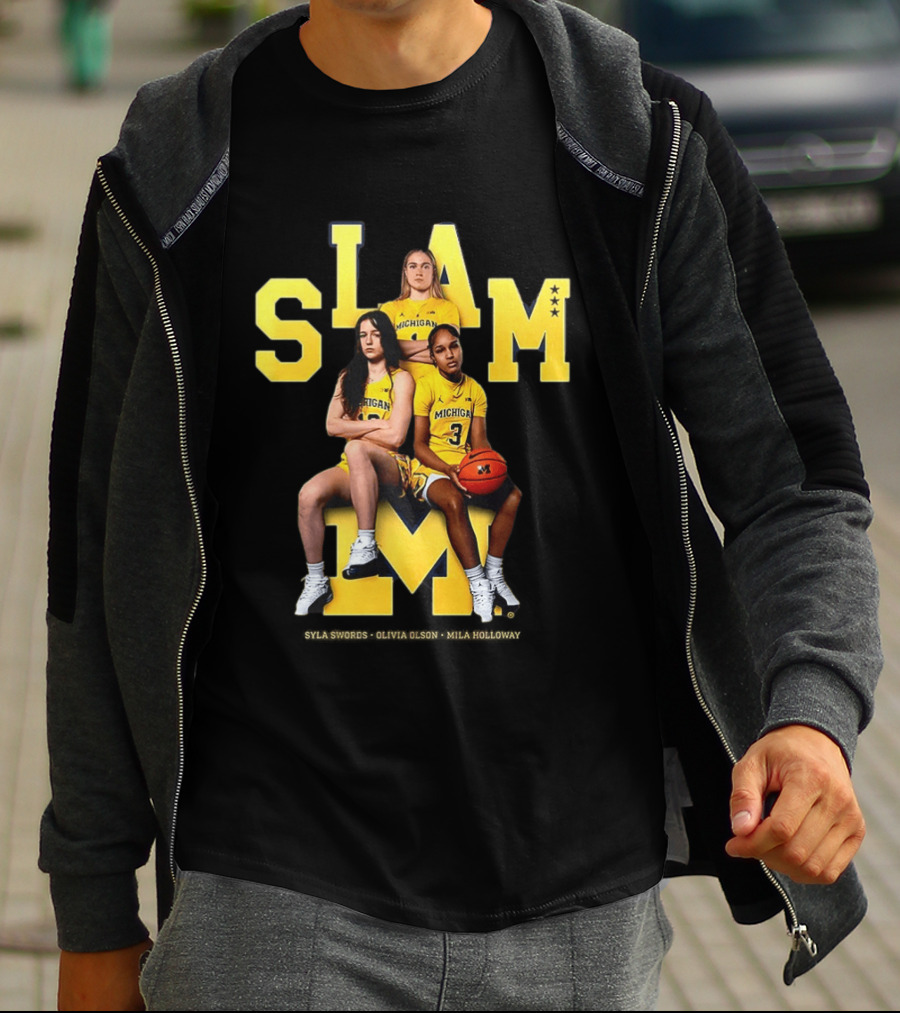 Mila Holloway Olivia Olson Syla Swords SLAM Michigan Wolverines Basketball T-Shirt