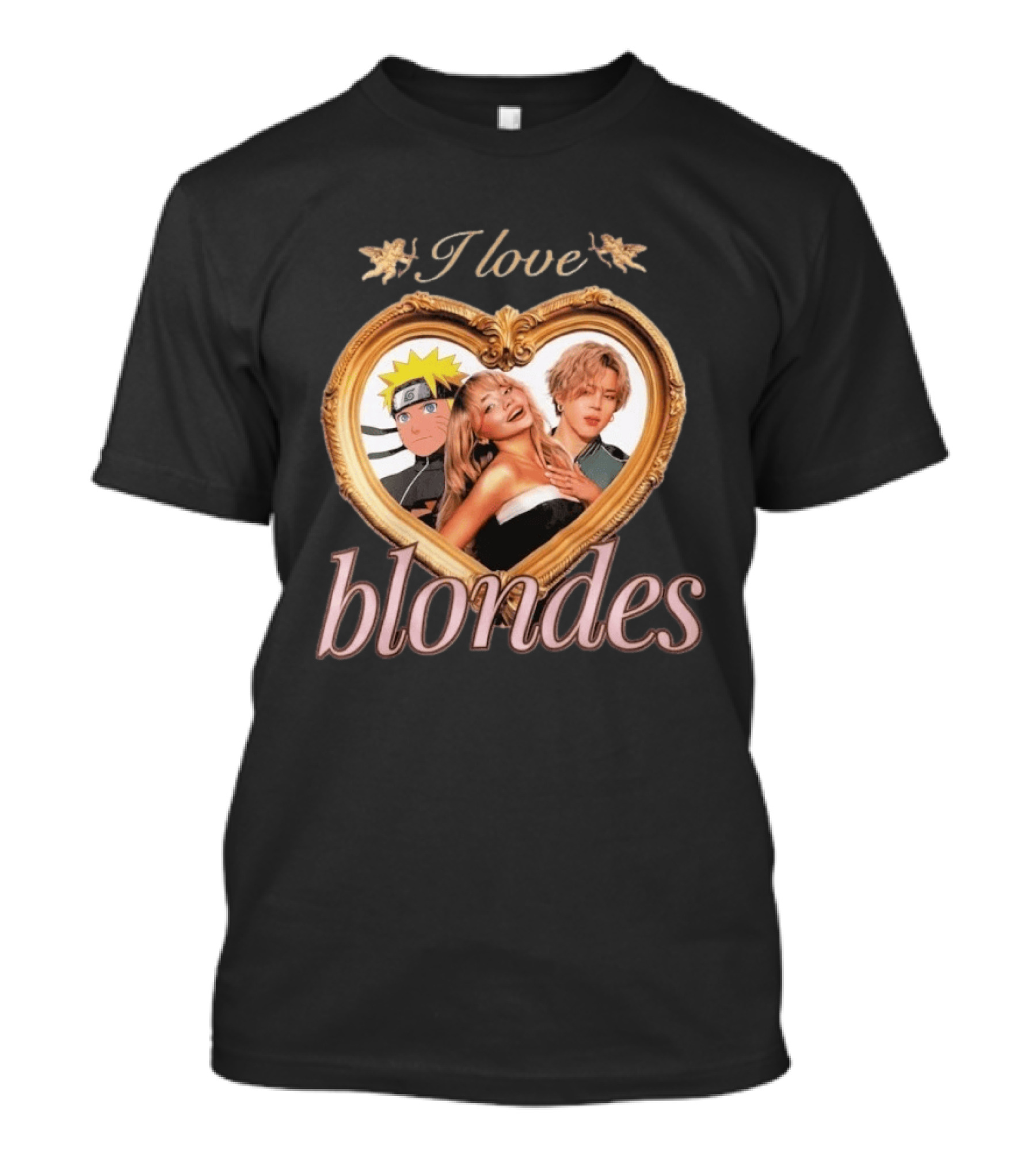 I Love Blondes Naruto Sabrina Carpenter Heart Frame T-Shirt