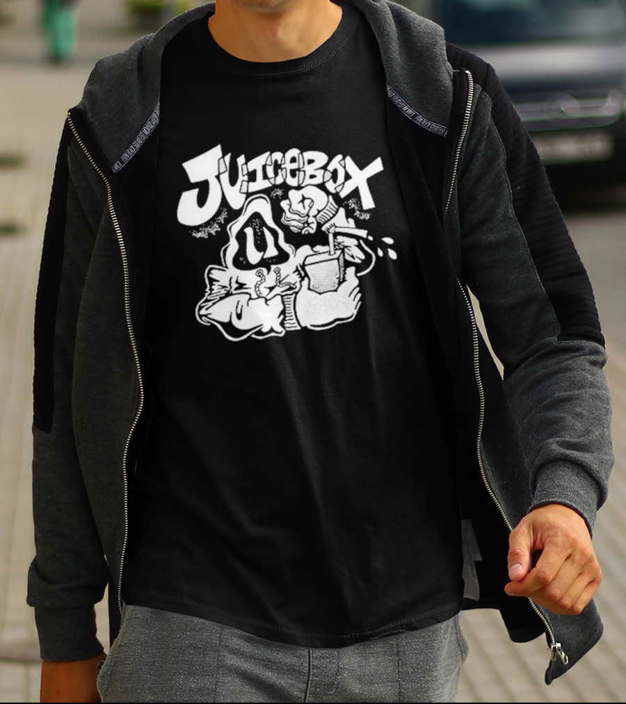 Juicebox Juice Crew Retro Cartoon Character With Drink And Fruit T-Shirt