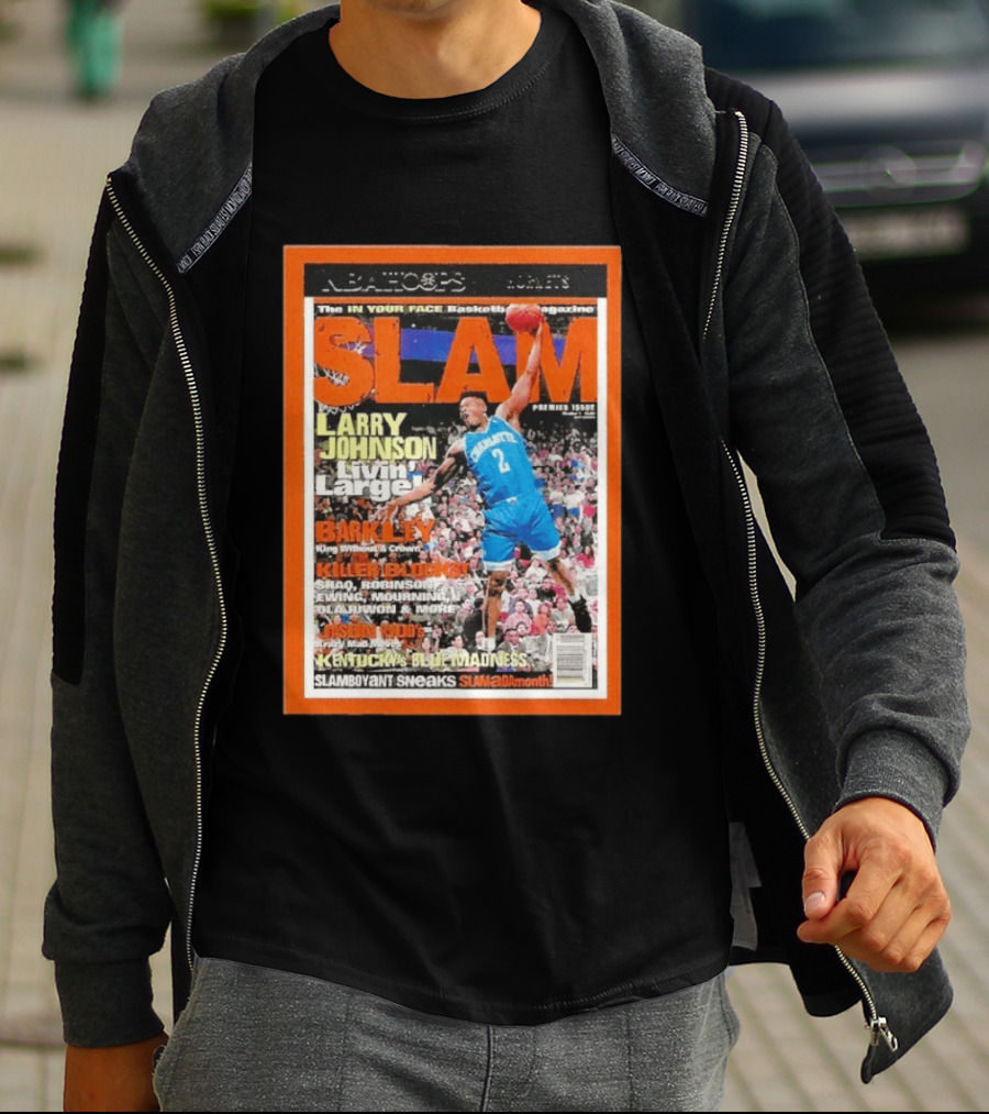 NBA Hoops Larry Johnson Livin Large Charlotte Hornets Slam Premier Issue 2021 22 Panini T-Shirt