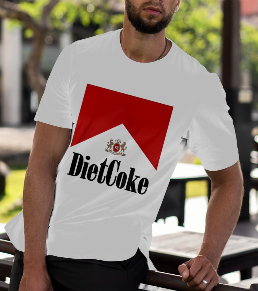 Diet Coke Marlboro Cigarettes Red V Shape PM Crest T-Shirt